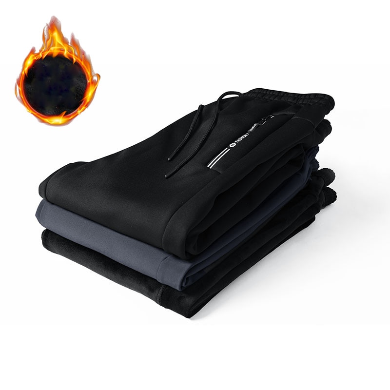 Efterår vinter fleece jogger herre bukser løse lige bukser herre sweatpants tykke varme sports joggers udendørs store 8xl
