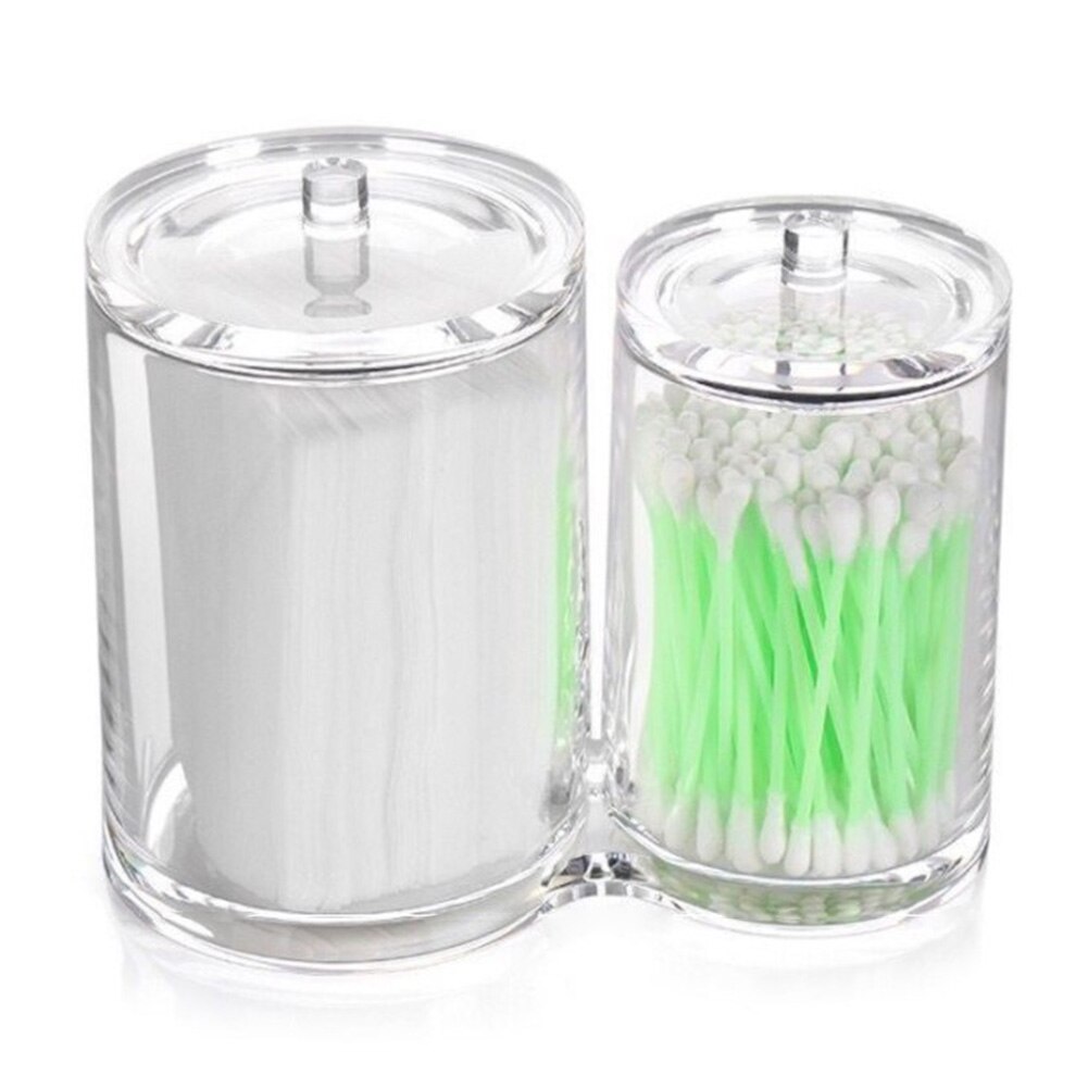 Storage Cotton Pads Holder Jar Swab Box Cosmetic Round Double Containers Makeup Organizer Clear Acrylic Portable Home Hotel