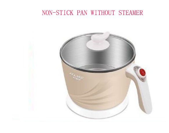 Electric Cooker Boiling Pot Noodle Maker Mini Hotpot Porridge Soup Cooking Machine Stainless Steel Non-Stick Pan 1.2L: Red