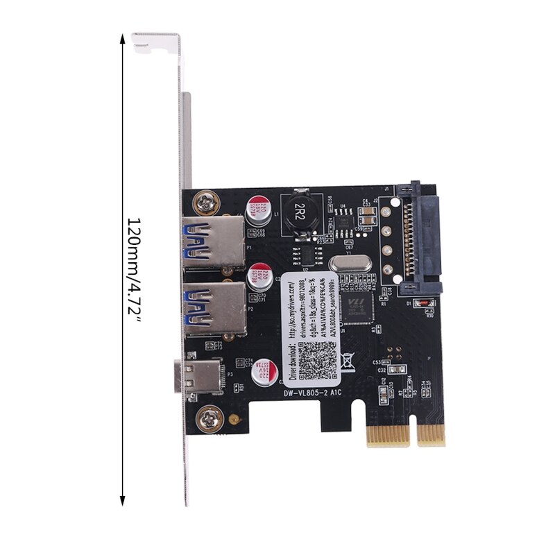Pcie pci express naar usb 3.1 type -c 2- poort usb 3.0 type-a riser-uitbreidingskaart