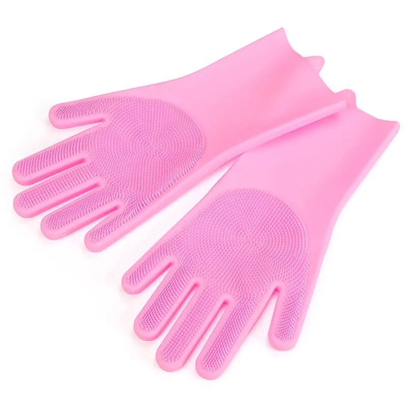 Guantes de baño de silicona para mascotas, limpieza de cocina, lavado de platos, cepillo de limpieza de baño para perros y gatos, guante de goma mágico para fregar