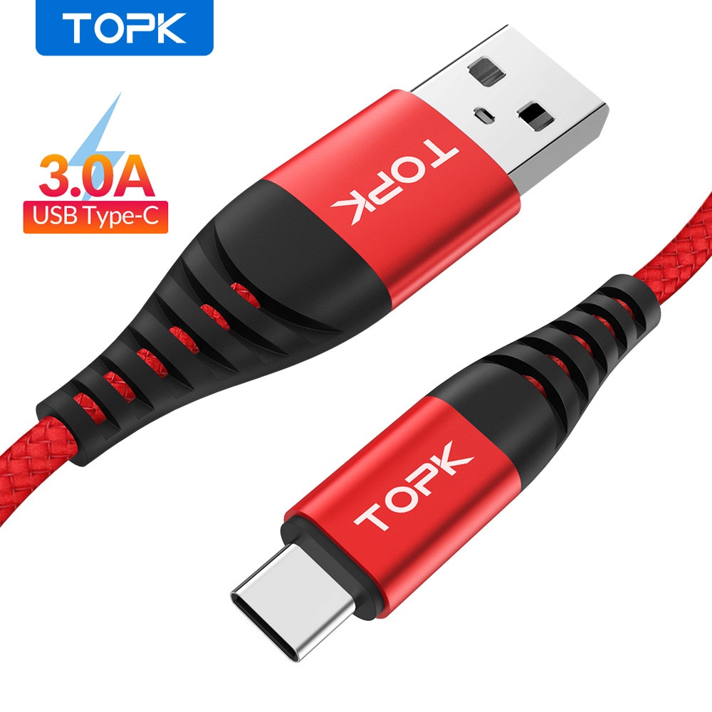 TOPK AN42 3A Charge rapide 3.0 câble USB Type C pour Xiaom Redmi Note 7 câble de Charge rapide type-c pour Samsung S9 S10 Plus USB C