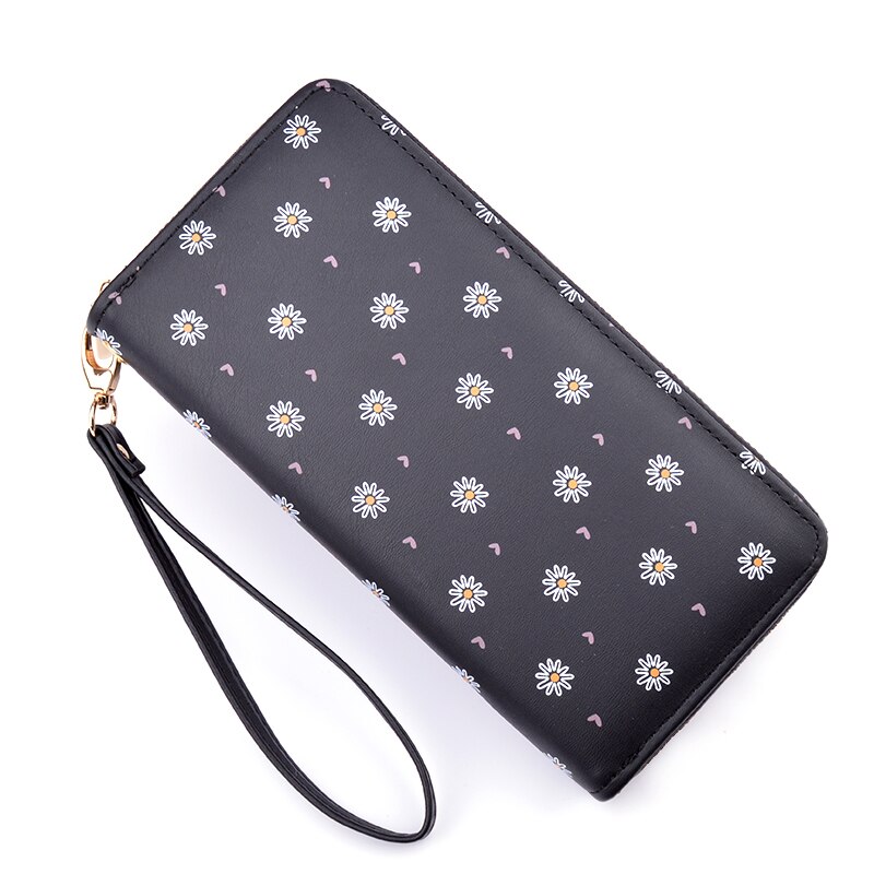 Laamei mulheres carteira longa flor impressão feminina carteiras embreagem senhora bolsa zíper telefone bolso titular do cartão das senhoras sacos de titular do cartão
