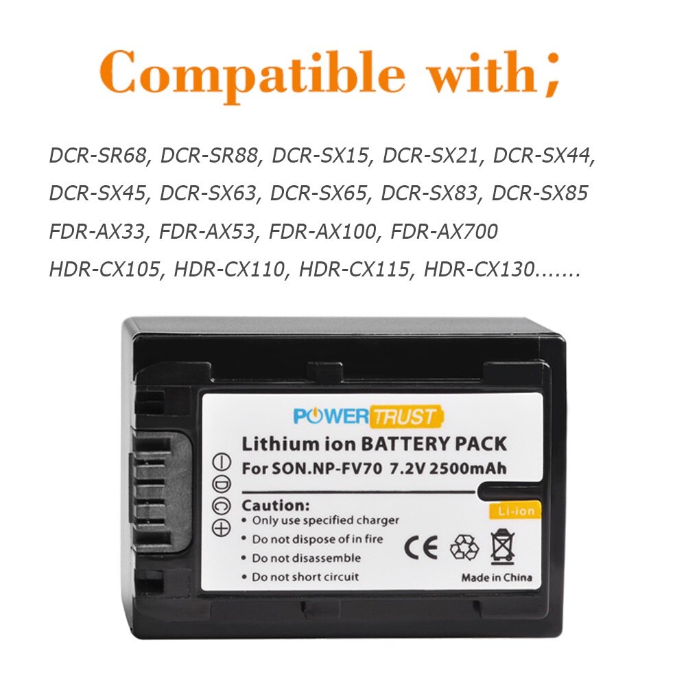 Cargador de batería de NP-FV70 para videocámara Sony FDR-AX53 AX700 AX33/B, HDR-CX455/B, CX675/B, CX900, PJ340, PJ540, PJ670/B, PJ810, Handycam