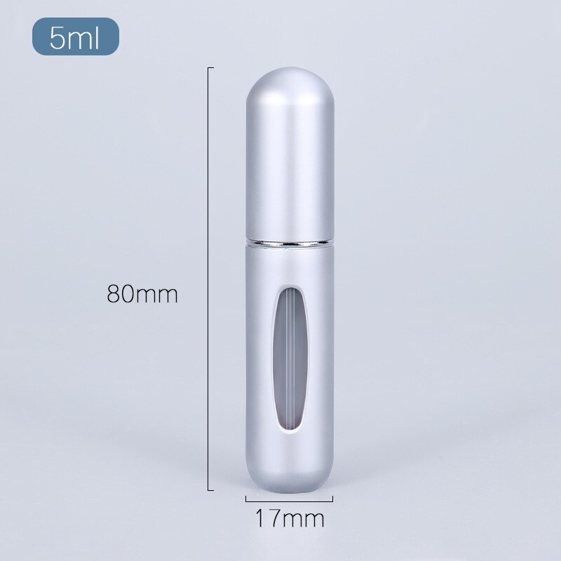 5ml Parfüm Zerstäuber Tragbare Flüssigkeit Container Für Kosmetik Mini Aluminium Spray Alcochol Leere Flasche Nachfüllbar Für Reisen: Matte silver