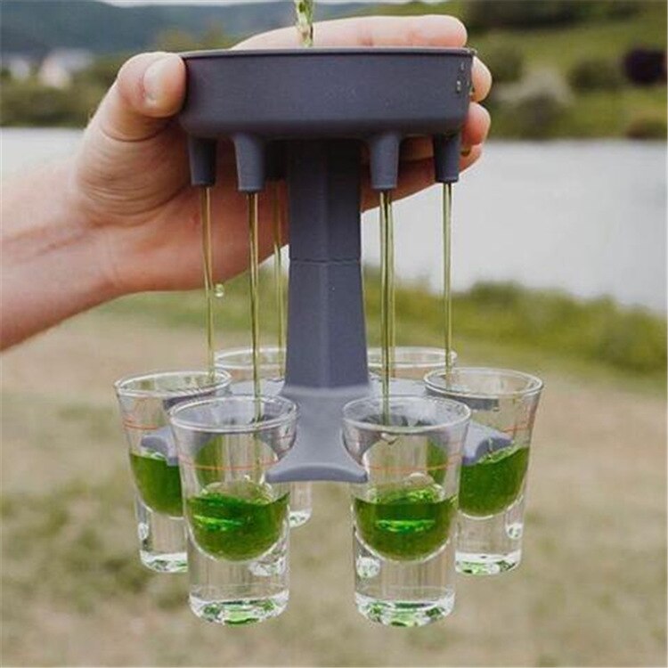 Dispenser For Filling Liquids Shots Dispenser Multiple 6 Shot Dispenser Bar Shot Dispense Dispenser with 6 Acrylic Cups