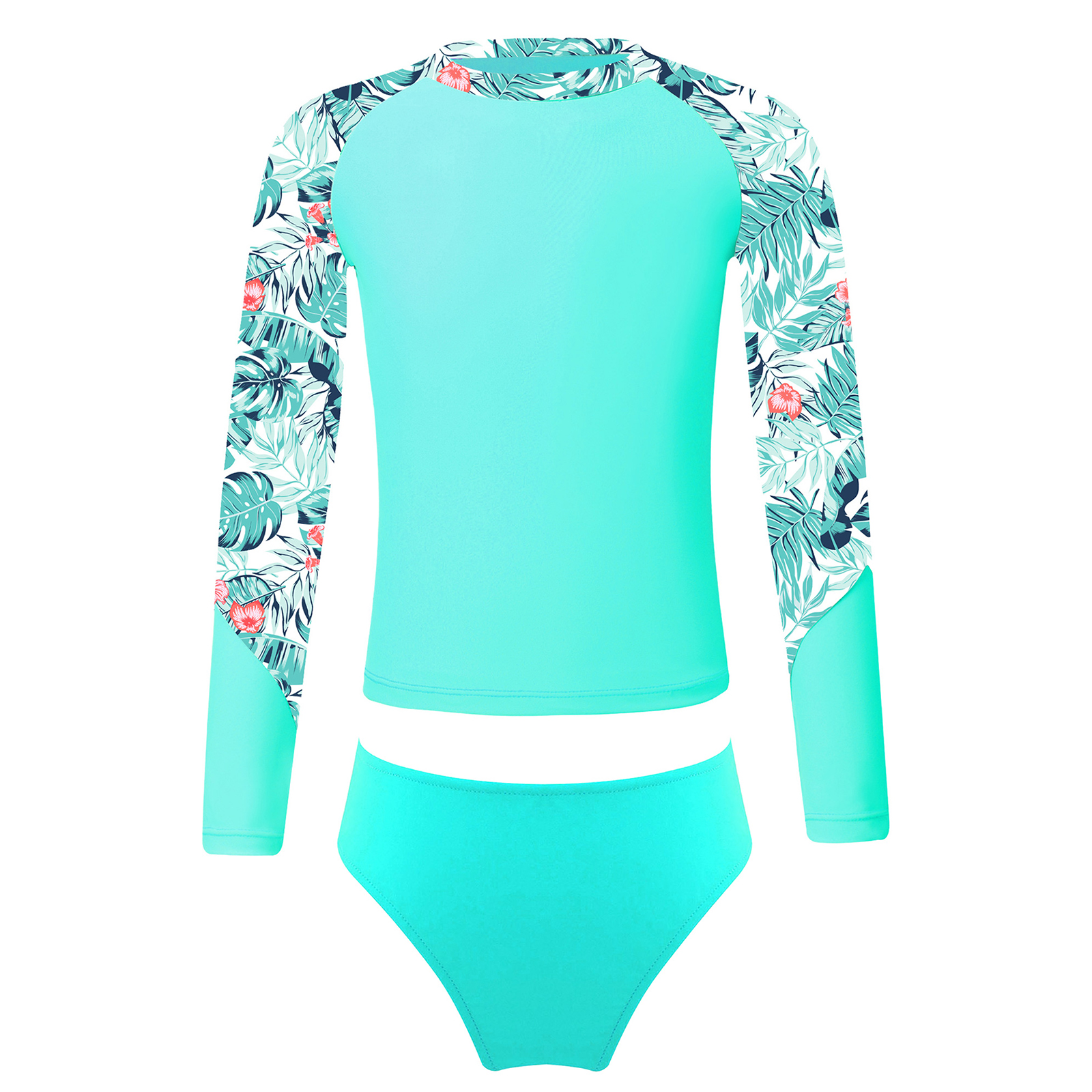 Bedrucktes Badebekleidungsset für freundlicher, langärmelige Oberteile mit Unterhose, 14/16 Teenager-Badeanzug für Mädchen, freundlicher, Strand, Schwimmbad, Schwimmen, Badeanzüge: XXXS / Blau