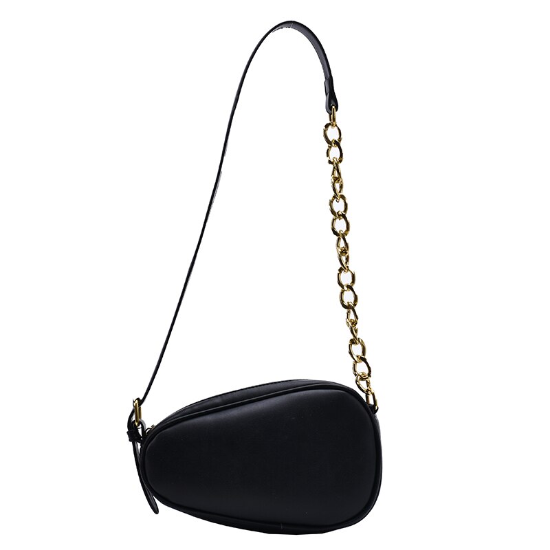 Pu läder liten kedja kvinnor väskor blixtlås enfärgade väskor kvinnor crossbody väska