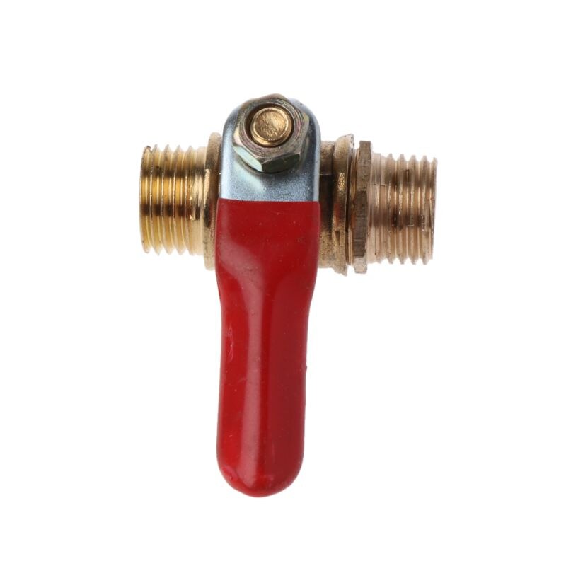 1/4" Ball Valve Male to Male Pipe BSP Brass Ball Valve Barb Hose Metal Ball Valve with Red Lever Handle