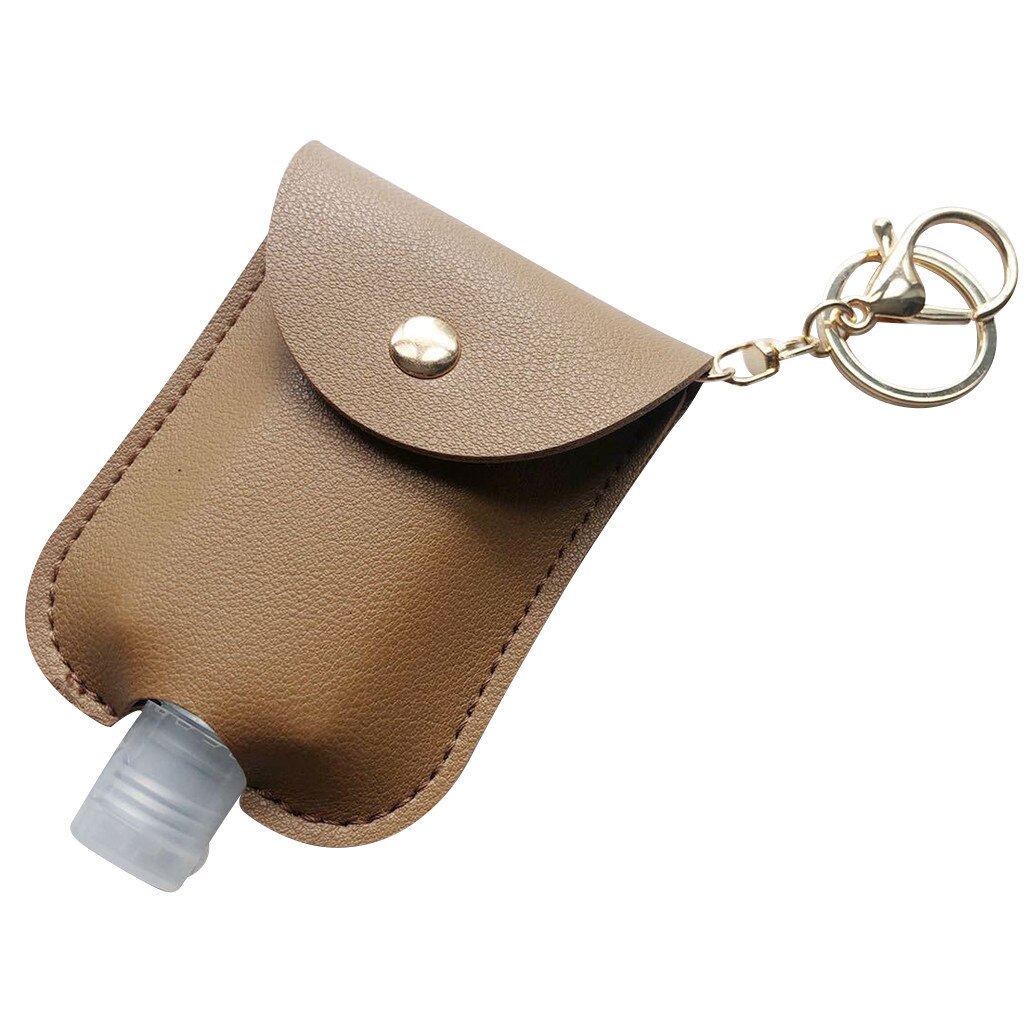 Travel Bottle And Keychain Holder Refillable Empty Bottles For Hand Sanitizer Organizer Keychain Key Rangement Zipper Bag#p30: Khaki