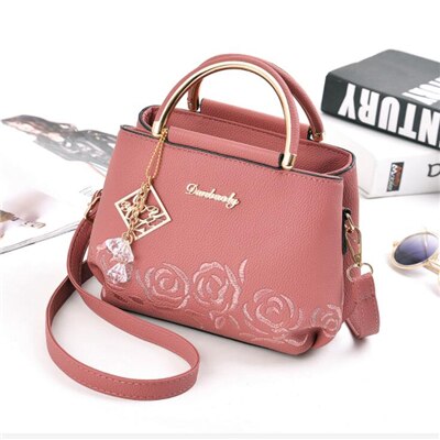 21club Stickerei Handtasche Top Griff Totes Frauen Floral Schwarz Kleine Handtasche Dame Partei Messenger Crossbody Handtaschen: Dark Pink