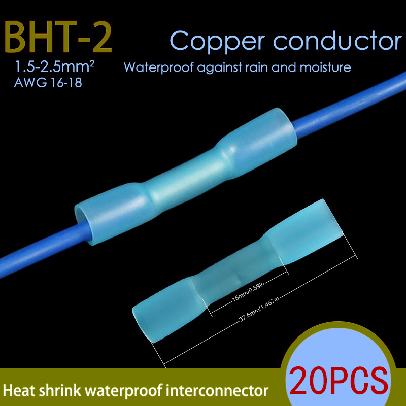 50-teiliges wasserdichtes Schrumpfdraht-Anschlüsse-Set, Kfz-Elektro-Anschlussklemmen-Set, Stoßspleißverbinder, 22–10 AWG: Burgunderrot