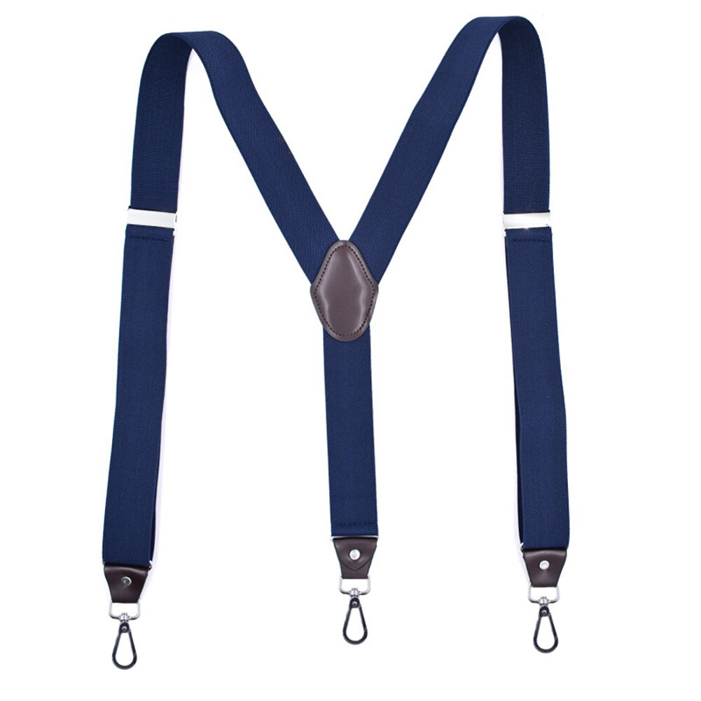 Hook Buckle Suspenders Stretchy Wide Elastic Men Pliers Women Braces LXH: Navy Blue