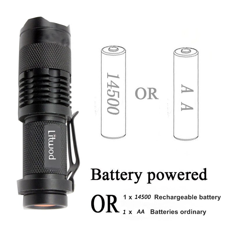 Z40 Mini led Flashlight Torch Lamp 1000 Lumens CREE Q5 LED Torch AA/14500 Adjustable Zoom Focus Penlight Waterproof For Outdoor