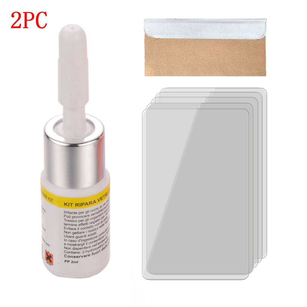 Upgrade Automotive Glas Nano Reparatie Vloeistof Auto Vensterglas Crack Chip Reparatie Tool Kit Carro Scratch Crack Herstellen: 2pc white set