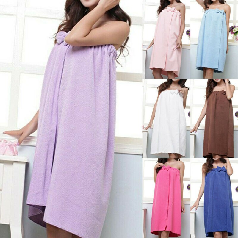 Toalla de ducha de microfibra para mujer, bata con lazo, toalla envolvente absorbente para SPA