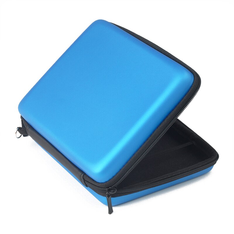 Bærbar 4- farvet mini lynlås hårdt hovedtelefon etui eva læder øretelefon taske beskyttende usb kabel organizer -15: Blå