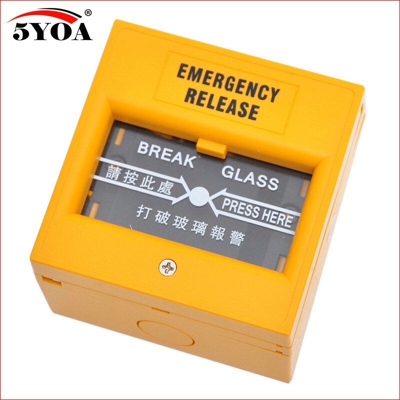 5YOA Emergency Door Release Fire Alarm swtich Break Glass Exit Release Switch Glass Break Alarm Button: Yellow