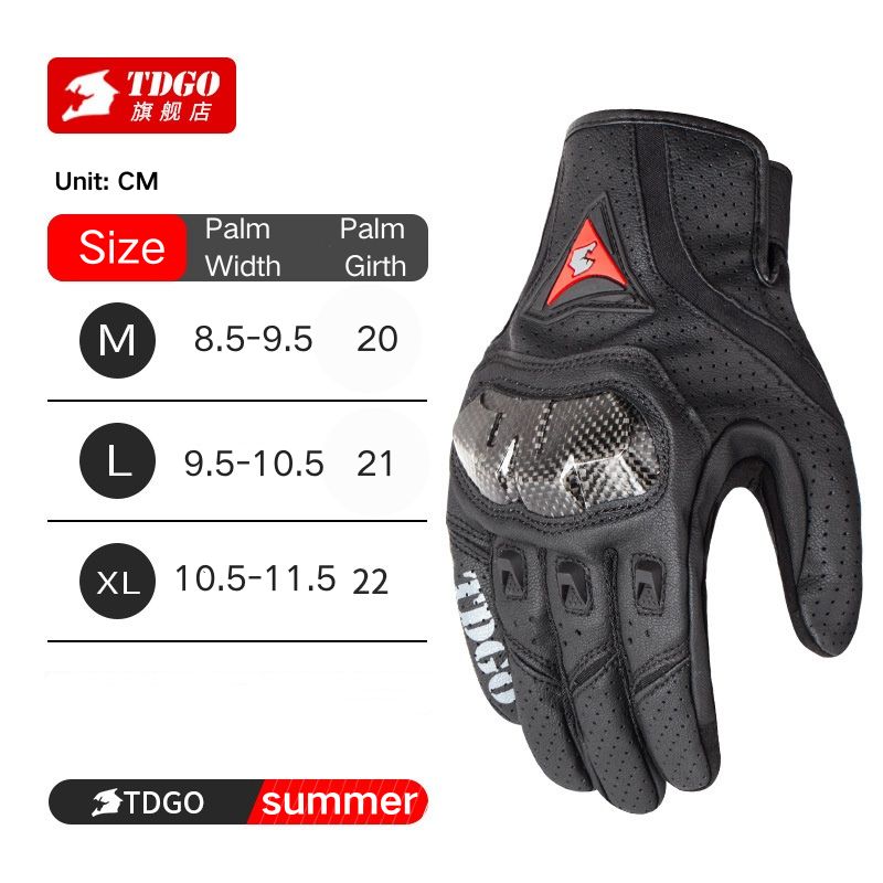 Leichte Sommer-Motorradhandschuhe, Leder, Kohlefaser, Sport-Fahrradhandschuhe, rutschfeste Moto-Cross-Handschuhe für Männer und Frauen: Schwarz / L