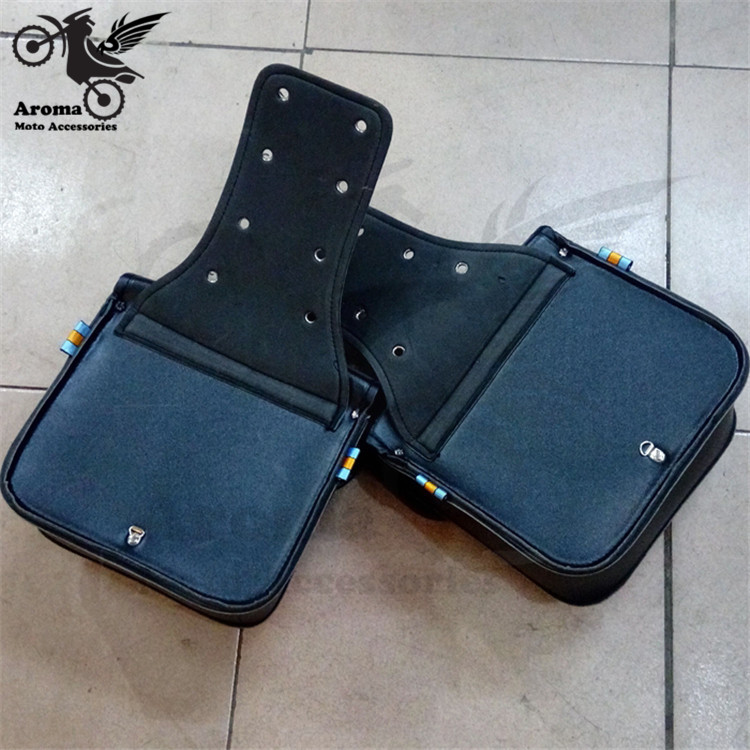 PU Leather universal motorbike luggage bag cruise vehicle side box edge moto Tool luggage regal raptor motorcycle saddle bags