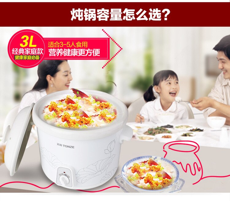 Marmite à soupe électrique en céramique blanche, ragoût électrique en porcelaine blanche, casserole chauffante isolée pour aliments