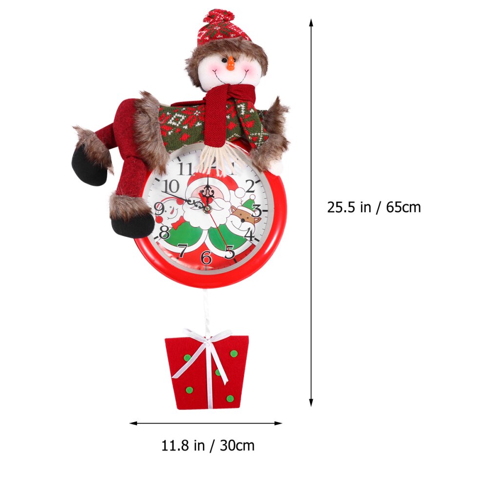 1pc Cartoon Snowman Wall Clock Christmas Clock Wall Clock Decor Xmas Wall Clock for Office Room Party