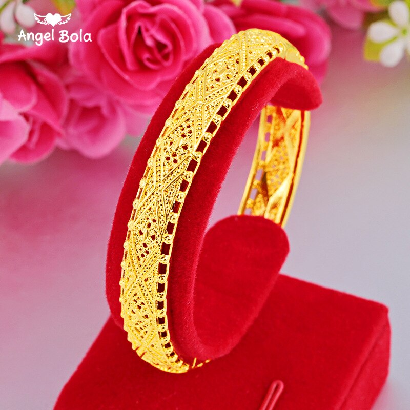 24K Gouden Armbanden Vrouwen Goud Dubai Bruid Bruiloft Ethiopische Turkse Armband Afrika Bangle Arabische Sieraden Goud Charm Moslim Armband