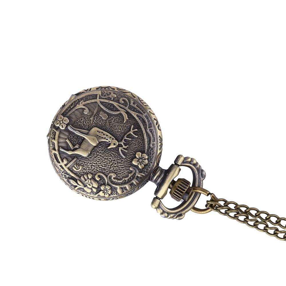 6111Vintage pocket watch Beautiful and lovely classical small sika deer quartz pocket watch