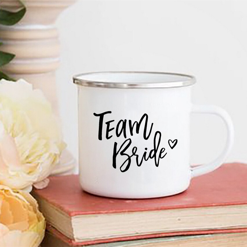 Team Bride Printed Mug Bachelorette Shower Party Wine Juice Cups Coffee Handle Cup Bridesmaid Mugs Maid of Honor: XH3554-A015WH-8