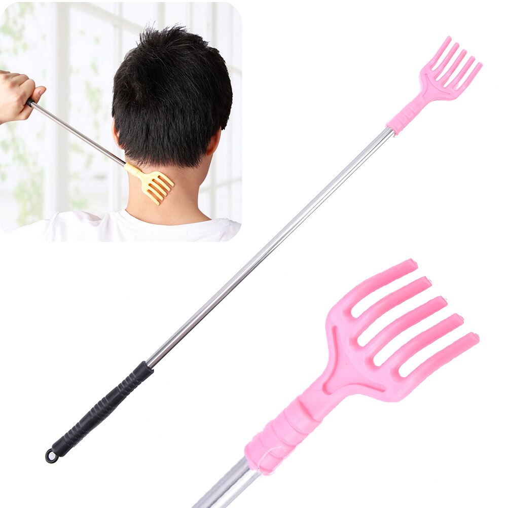 Rascador de espalda extensible telescópico práctico ajustable, Clip de bolígrafo de acero, tapón de columna vertebral, Kit de herramientas de maquillaje para masaje de arañazos de bolsillo