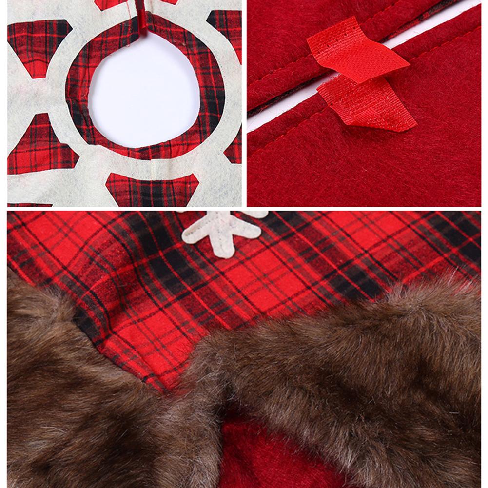 Tela a cuadros roja y negra de 120cm, borde de lana Artificial, decoración de falda para árbol de Navidad