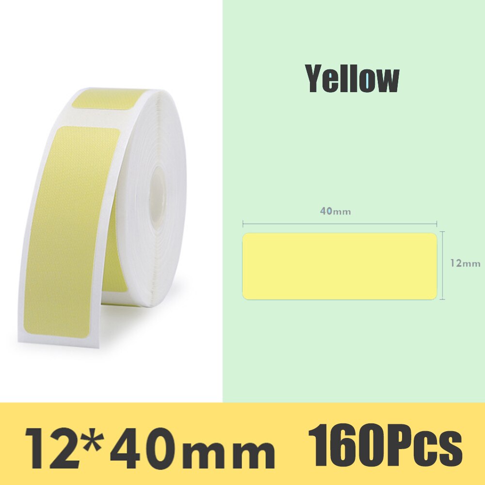 Niimbot D11 Mini Label Printer Paper Label Sticker Waterproof, Oil-proof and Tear-resistant Multi-color Pure Color: Yellow 12 to 40mm