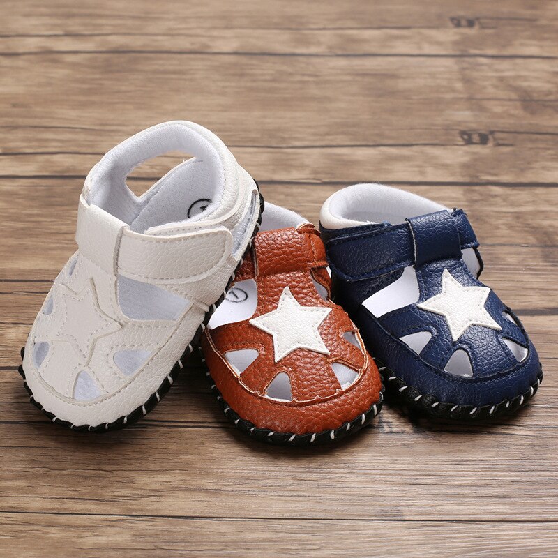 Pasgeboren Baby Schoenen Meisje Jongen Sandalen Peuter Pu Vijfpuntige Ster Lederen Anti-Slip Ster Wandelschoenen Eerste walker Baby