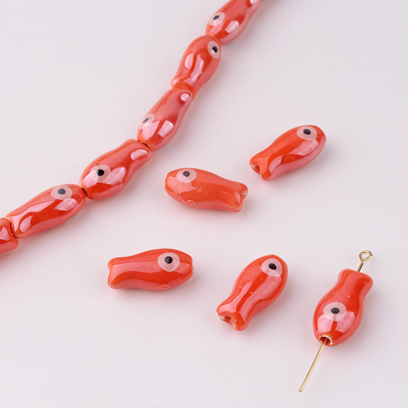 Abalorios de peces pequeños Retro, 10 piezas, espaciador de cerámica, cuentas sueltas para la fabricación de joyas, accesorios de pulsera DIY: Verde