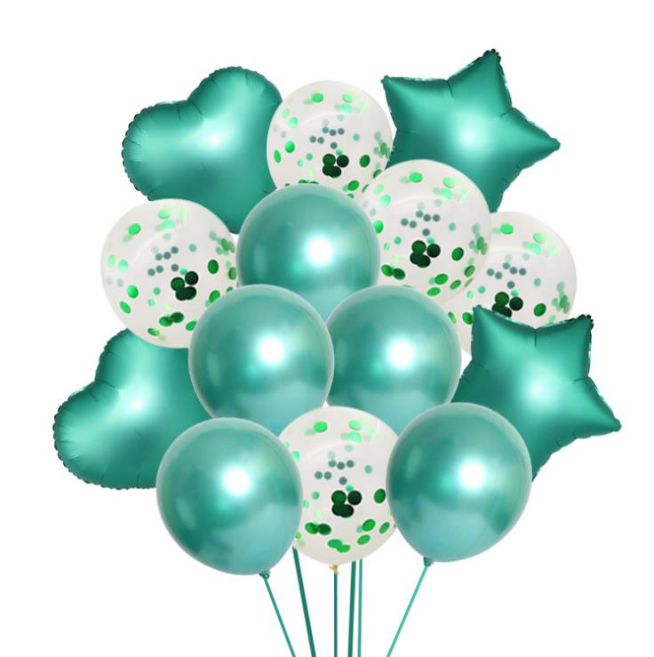 14 stk / parti 18 tommer metal & pailletter ballon hjerte stjerne mat helium ballon bryllupsfest dekorationsforsyninger fødselsdag balloner brusebad: 1