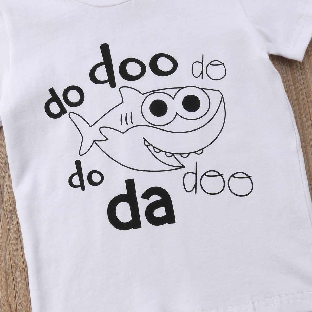 Emmababy Neue Baby freundlicher Junge Mädchen Weiß T-Shirt Ebene tun doo Fisch Druck Spitzen Sommer