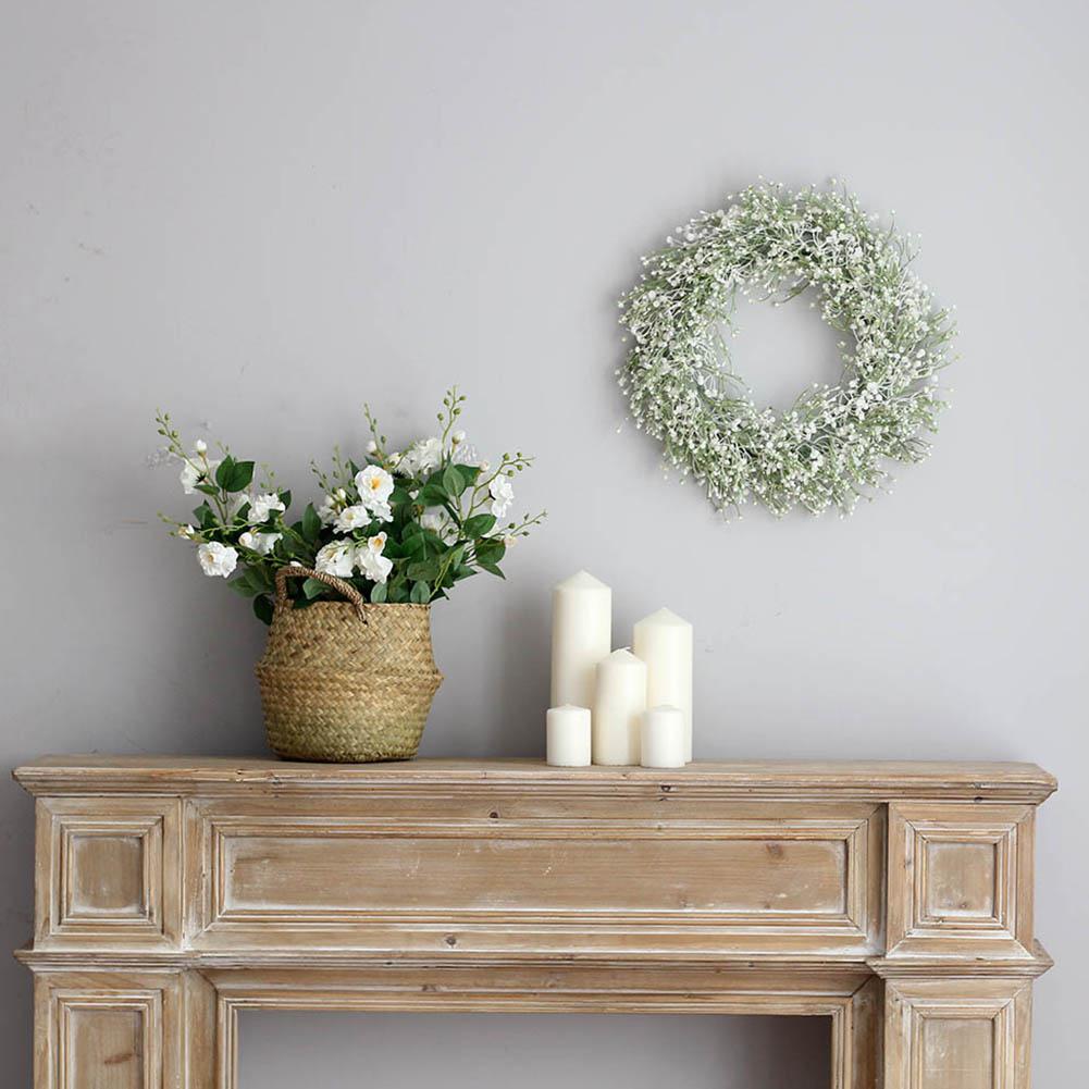 Artificial Babysbreath Wreath Garland for Wedding Decoration Home Party DIY Wall Hanging Front Door Decoration