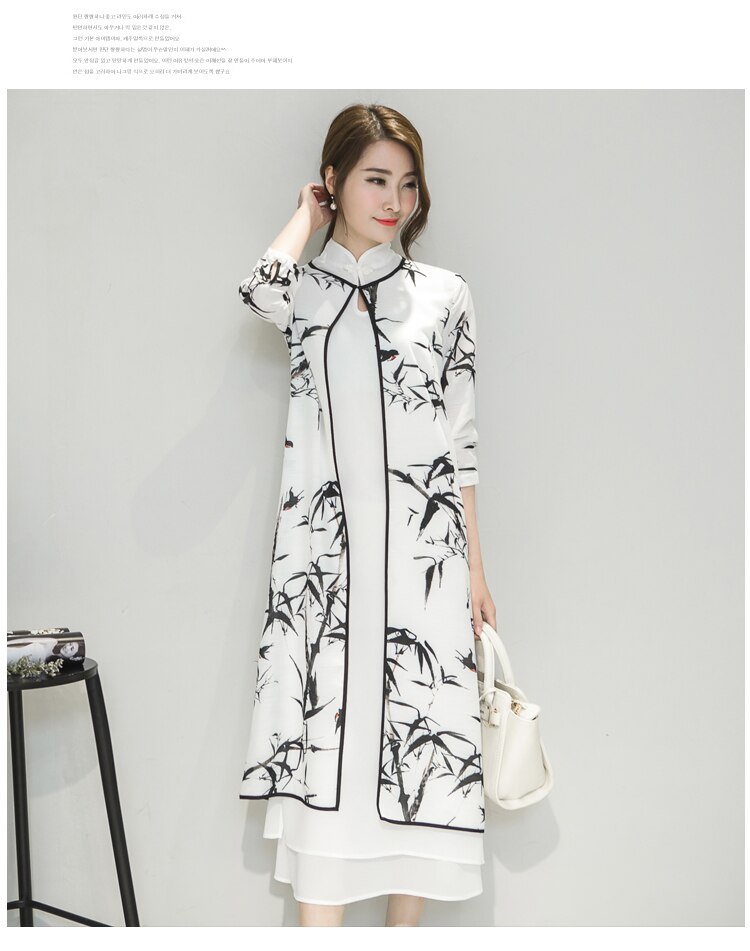 Vestido Cheongsam chino tradicional para mujer, vestido de noche de boda, 2 piezas, para verano