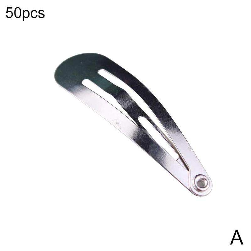 50 stk/parti sølvfarvede snap-hårspænder 30/40/50mm håndlavede sløjfer håndlavede gør-det-selv-hårtilbehør til småbørn-pige hårspænde-hårclips: 50mm