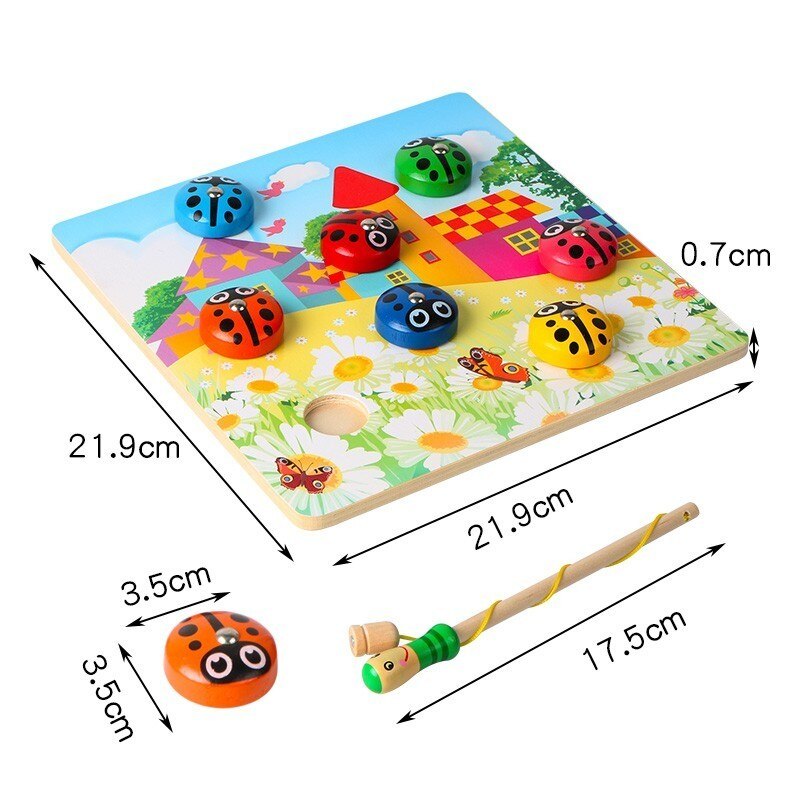 Kinderen Houten Speelgoed Miraculou Lieveheersbeestje Vangen De Chafer Magnetische Fishing Game Familie Games Funny Fish Speelgoed voor Jongen Meisje