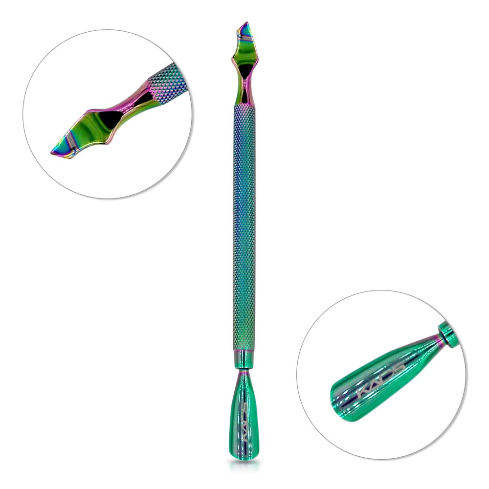 KADS 1pieza Empujador Levantador de Cutículas Cutícula Removedor de gancho delgado de Acero Inoxidable de color mágico como muestra la imagen 8 estilo Arco Iris tungsteno acero uñas herramientas cutícula Pusher: 3