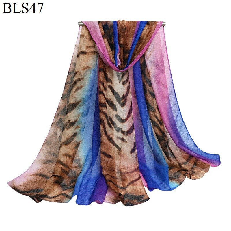 Spring fall voile kvinder tørklæde sjal rinbow tiger print tørklæde 180*90cm foulard femme modis bufanda mujer damer foulard soie: 6