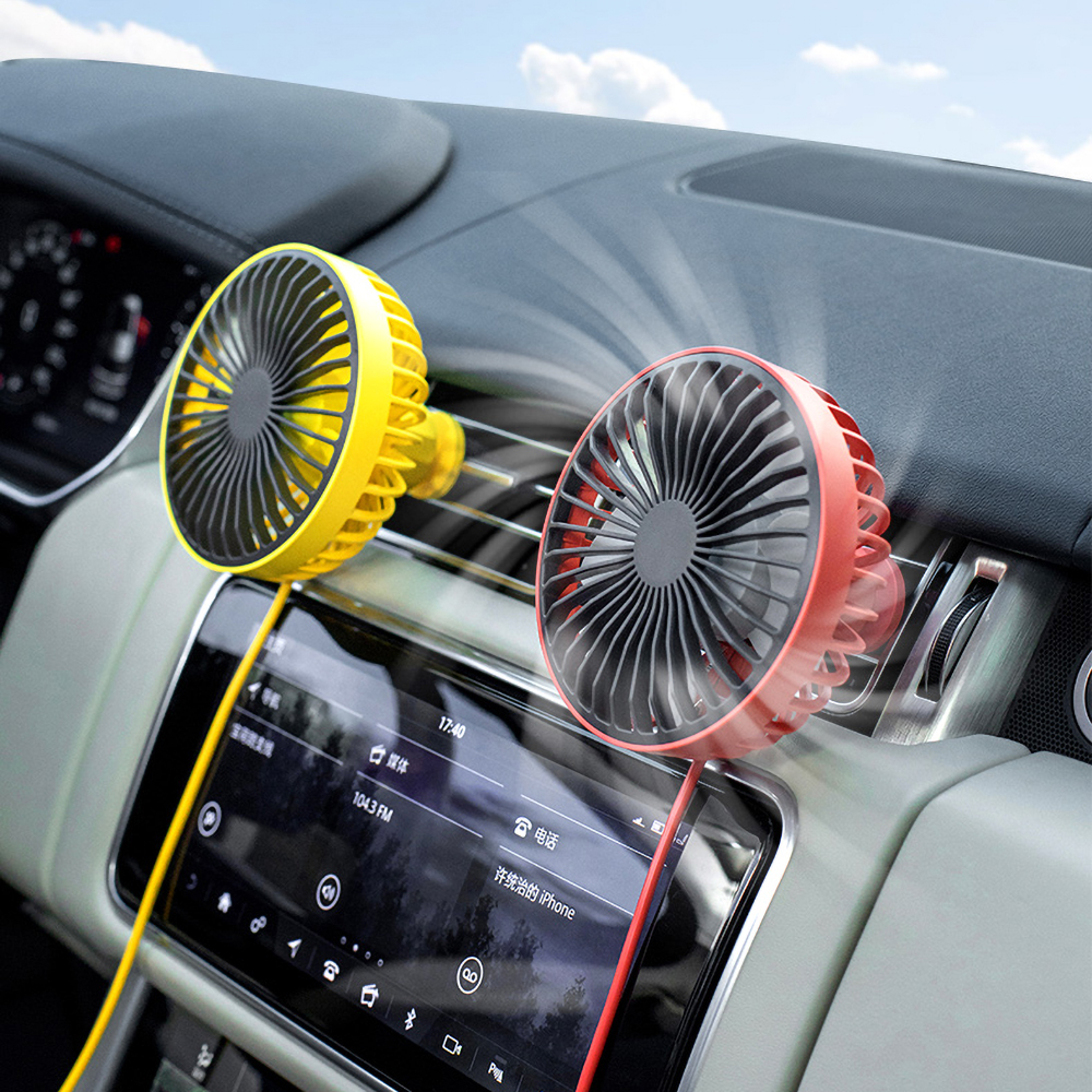 Auto Usb Ventilator 360 Graden Draaibaar Kleurrijke Led Verlichting Usb Power Windsnelheid Verstelbare Cooling Fan Lucht Voor Air Vent Gemonteerd