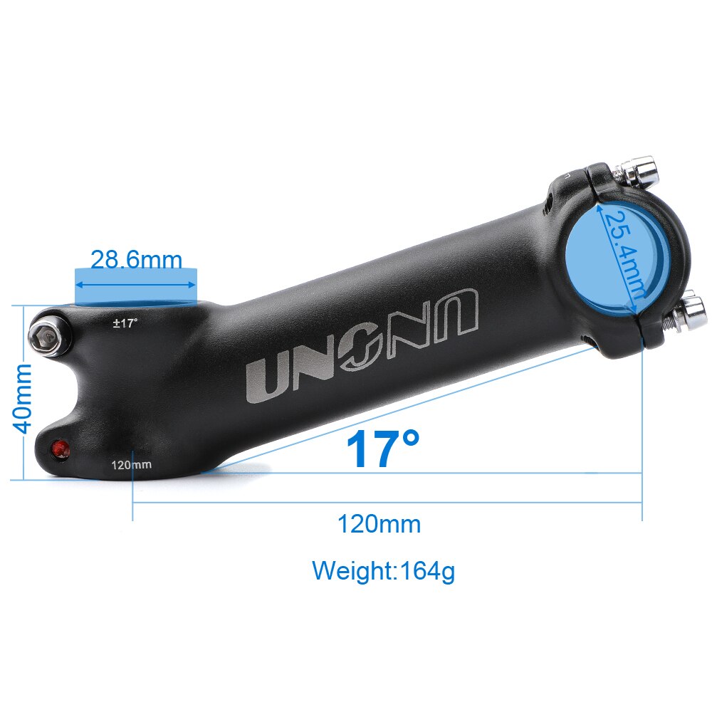 UNO Handlebar MTB Power 17 Degree Bike Handlebar Stem 25.4 Bicycle Parts Handle Bike Stem Off Road 70-120mm Bar Fork Riser: 25.4x120mm stem 17