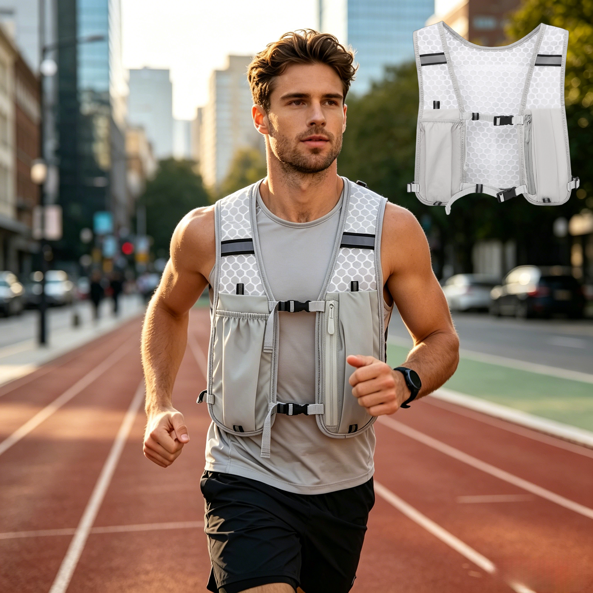 Outdoor Sports Hydration Vest Bag Men and Women Backpack for Running Climbing Hiking Cycling with a Water Bottle and Phone Pock