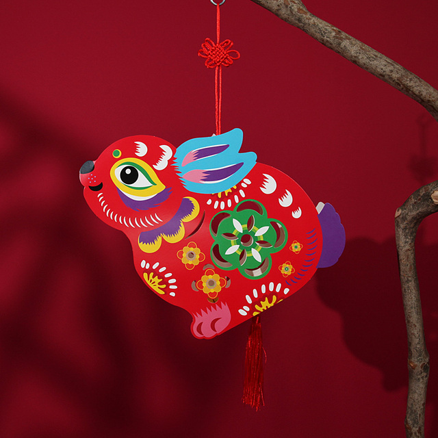 DIY Handmade Lantern Lantern Festival Spring Festival Retro Traditional Paper Lantern Children Year Lion Lantern: F
