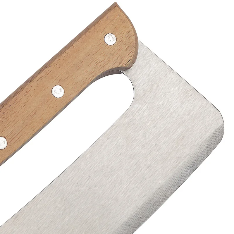 Pizzasnijder met houten handvat Gebogen mes Grote roestvrijstalen pizzasnijder Scherp rockermes Halfrond scheerapparaat Bakgereedschap