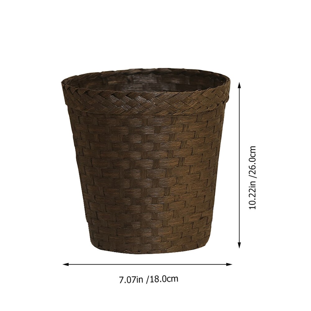 1Pc Stro Weven Opslag Prullenmand Compact Vuilnis Kan (Koffie)