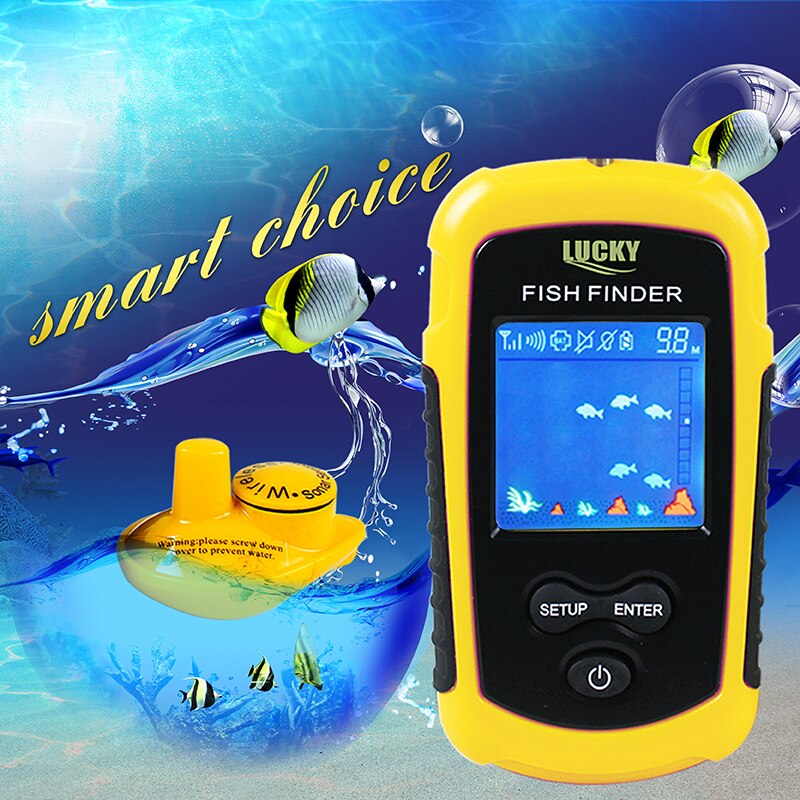 Lucky fishfinder ekkolod til fiskeri ekkolod ekkolod sensor lcd 120m ekkolod trådløs ekkolod isfiskeri