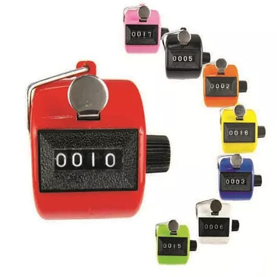 Digital Hand Held Tally Clicker Counter 4 Digit Number Clicker Golf Chrome Finger Hand Ring Knitting Row Tally Counter Pedometer